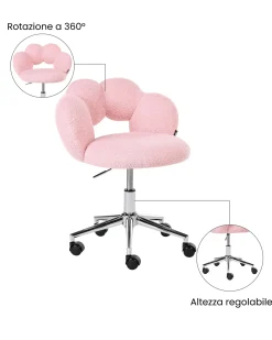 Sedia da scrivania WHIZZY Bouclé Rosa