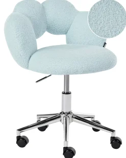 Sedia da scrivania WHIZZY Bouclé Azzurro