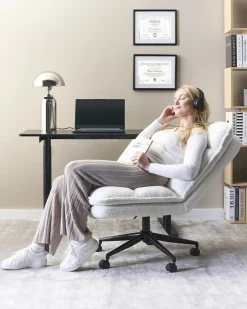Sedia da ufficio ADDISON Bouclé Bianco