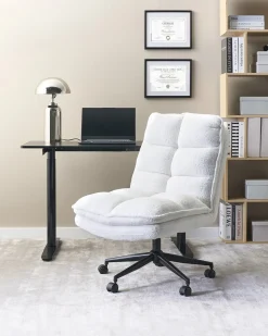 Sedia da ufficio ADDISON Bouclé Bianco