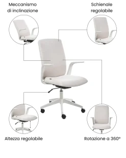 Sedia da ufficio CAPTAIN Tessuto Beige chiaro
