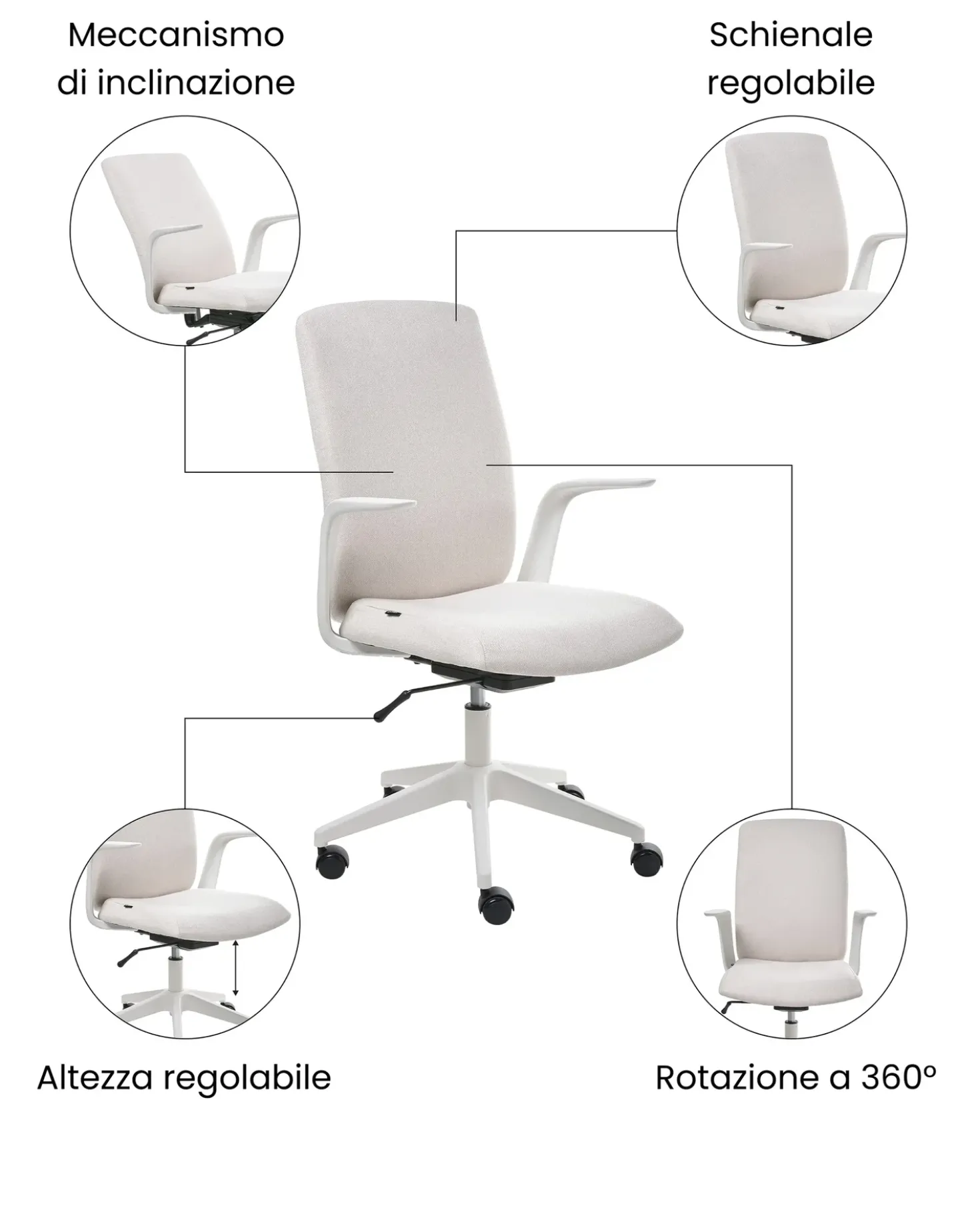 Sedia da ufficio CAPTAIN Tessuto Beige chiaro