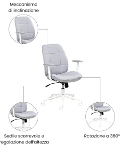 Sedia da ufficio CARLTON Tessuto Grigio