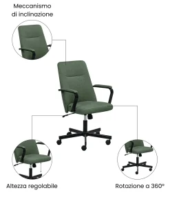 Sedia da ufficio CAROGA Tessuto Verde scuro