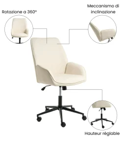 Sedia da ufficio CASTILE Lino sintetico Bianco sporco