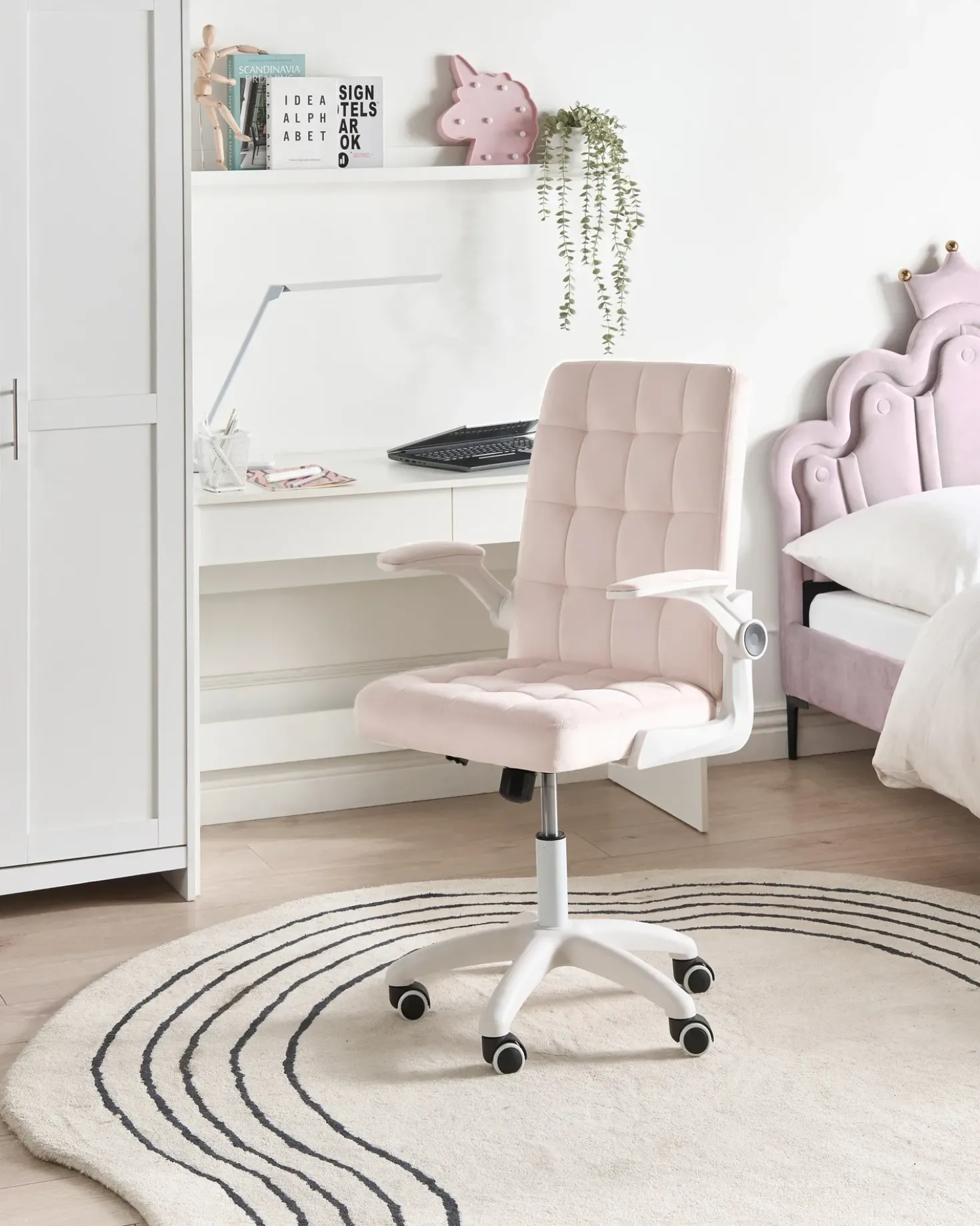 Sedia da ufficio DANDY Velluto Rosa pastello