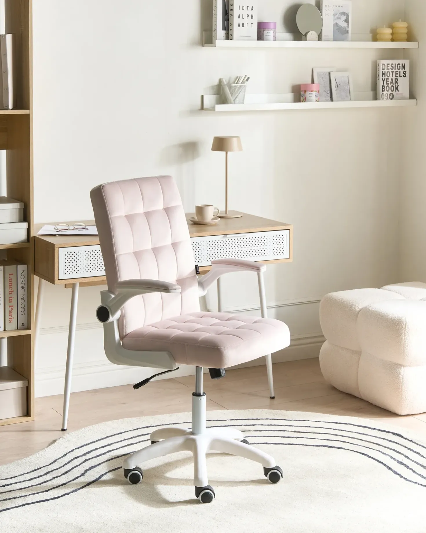 Sedia da ufficio DANDY Velluto Rosa pastello