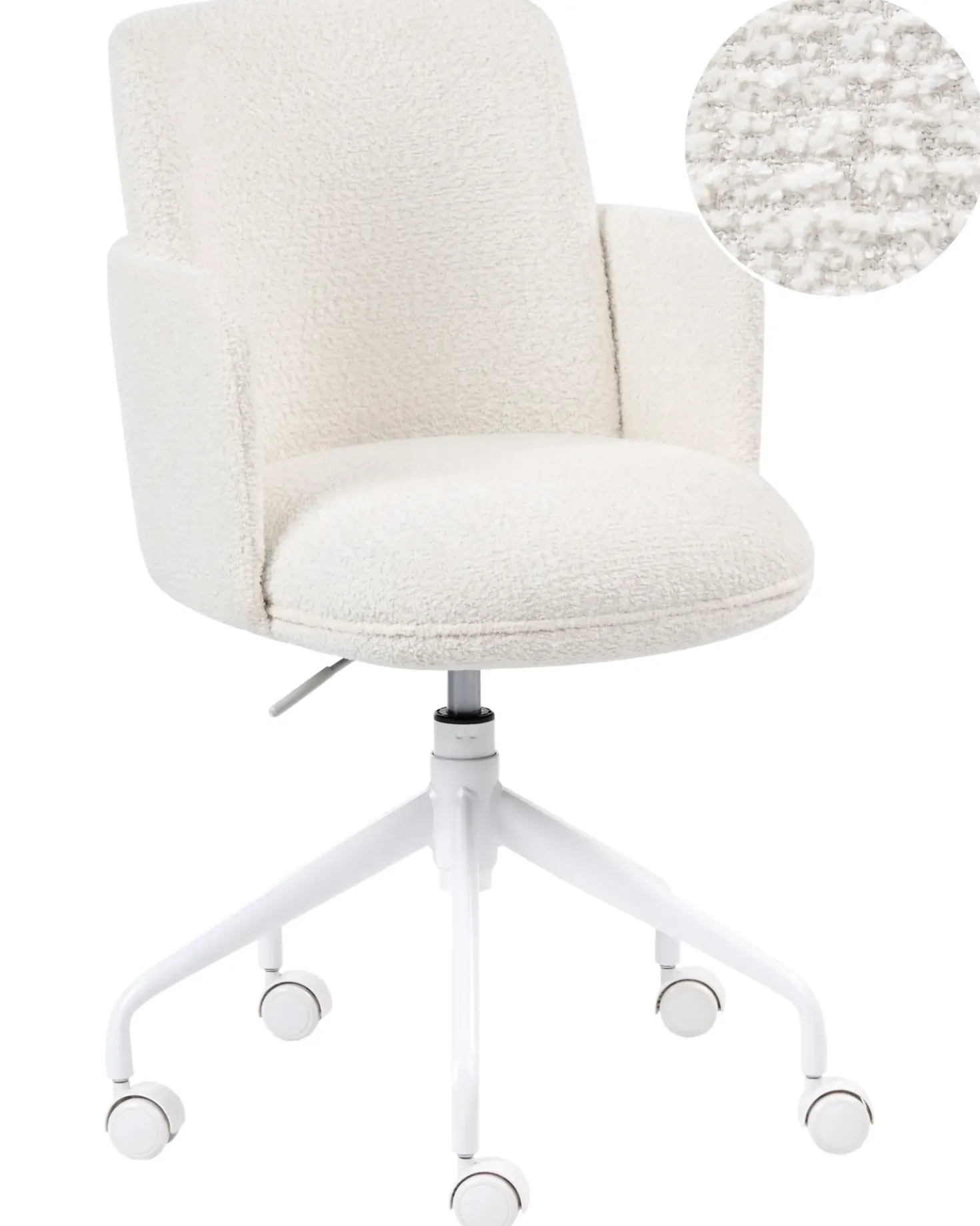 Sedia da ufficio DRYDEN Bouclé Bianco sporco