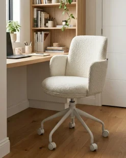 Sedia da ufficio DRYDEN Bouclé Bianco sporco