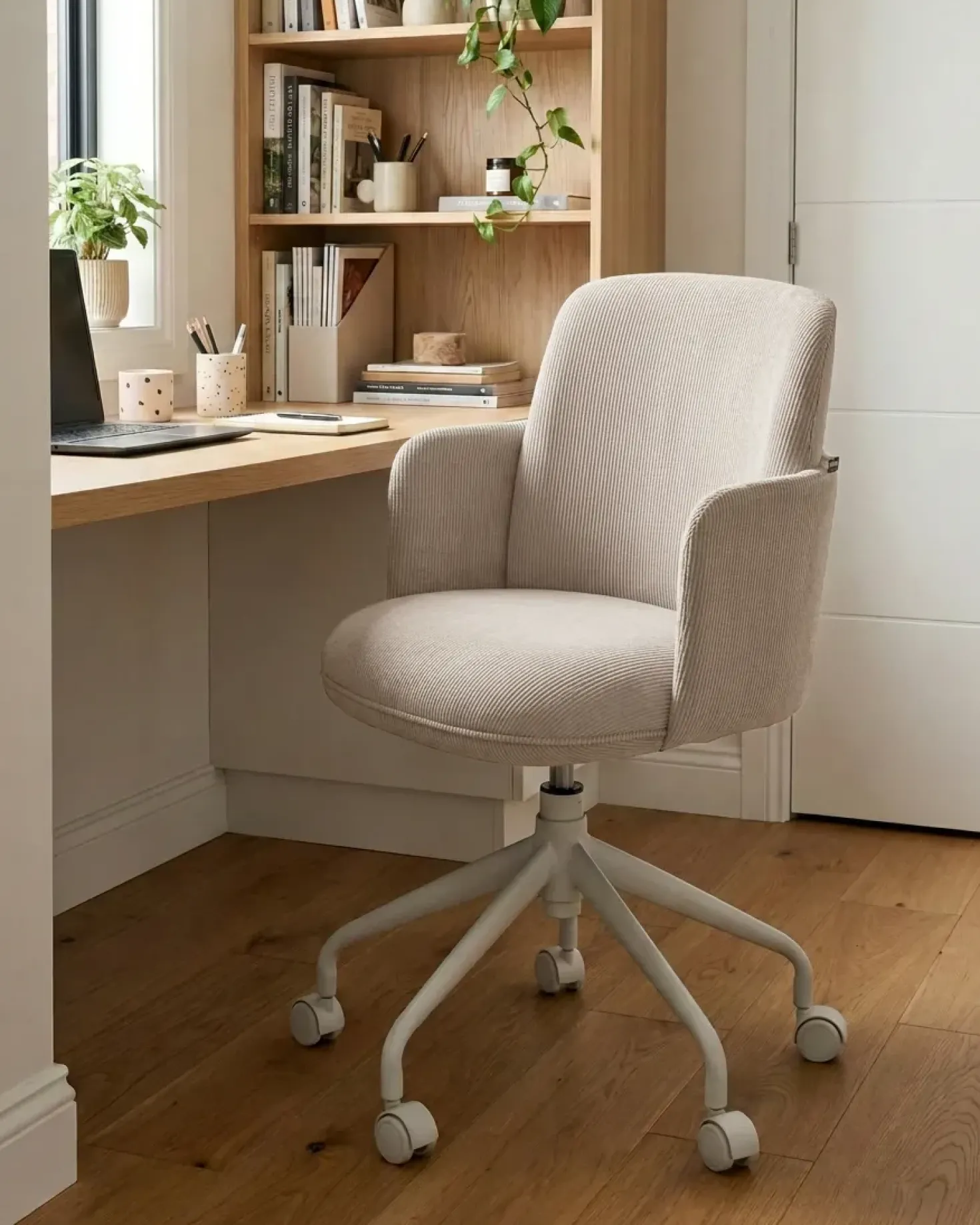 Sedia da ufficio DRYDEN Velluto a coste Beige chiaro