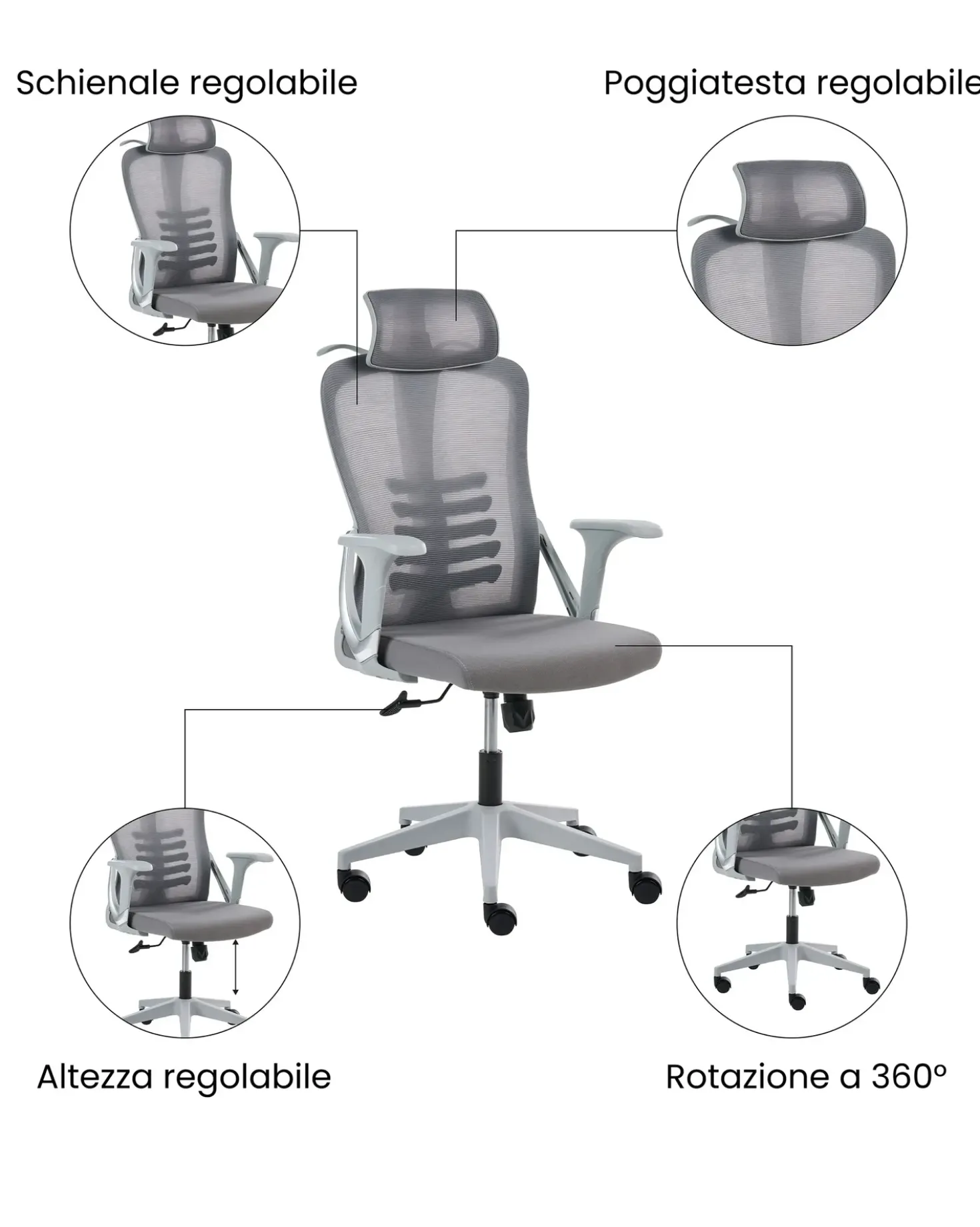 Sedia da ufficio ERGONOX Grigio