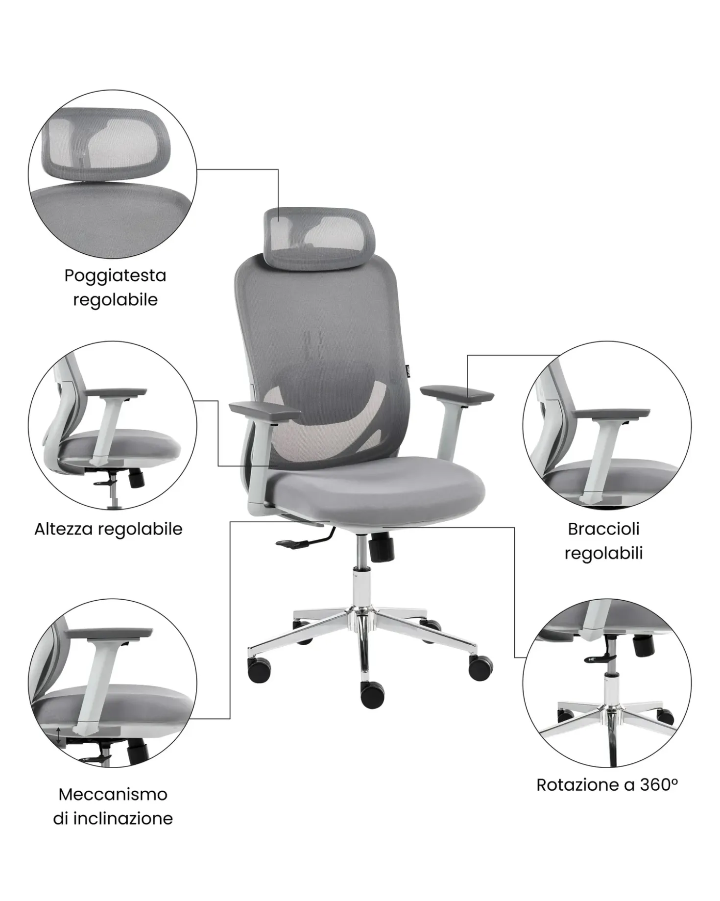 Sedia da ufficio ERVIONE Grigio