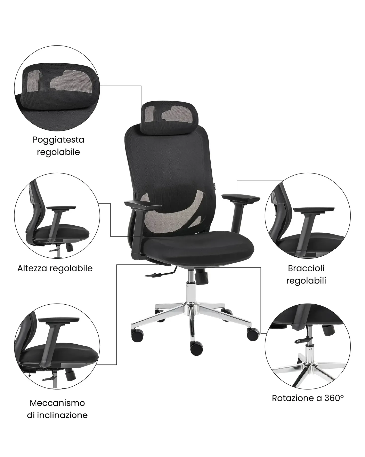 Sedia da ufficio ERVIONE Nero
