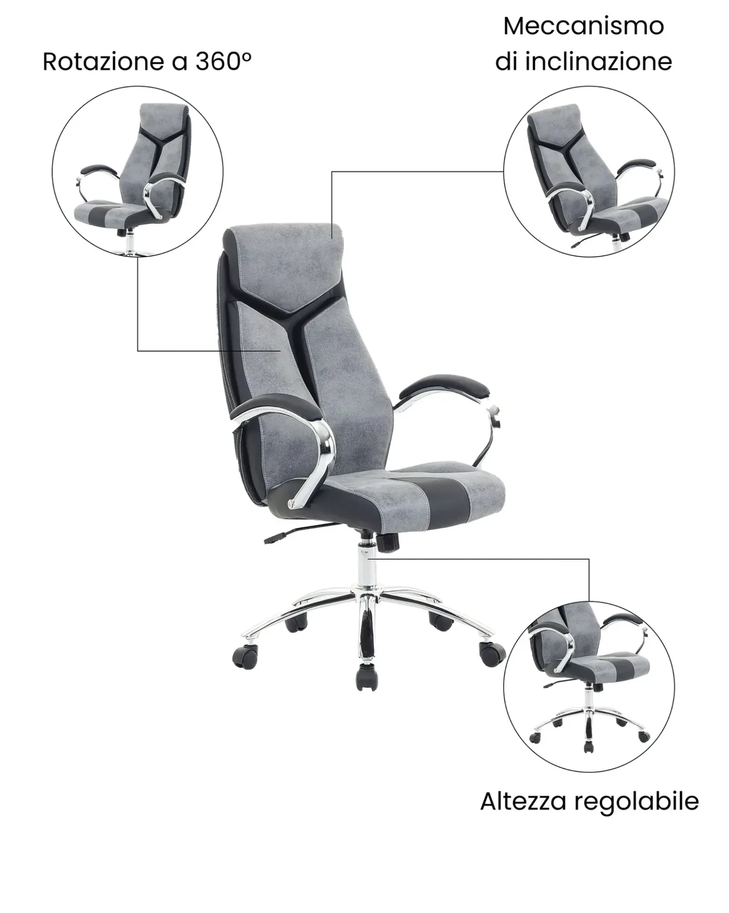 Sedia da ufficio FORMULA Pelle sintetica Grigio