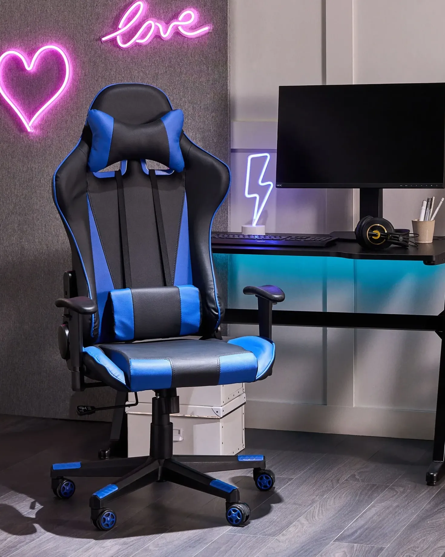 Sedia da ufficio GAMER Pelle sintetica Blu scuro