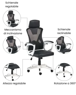 Sedia da ufficio IGNIS Pelle sintetica Bianco