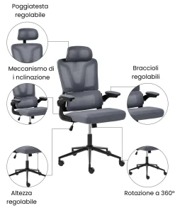 Sedia da ufficio KRYOS Grigio scuro