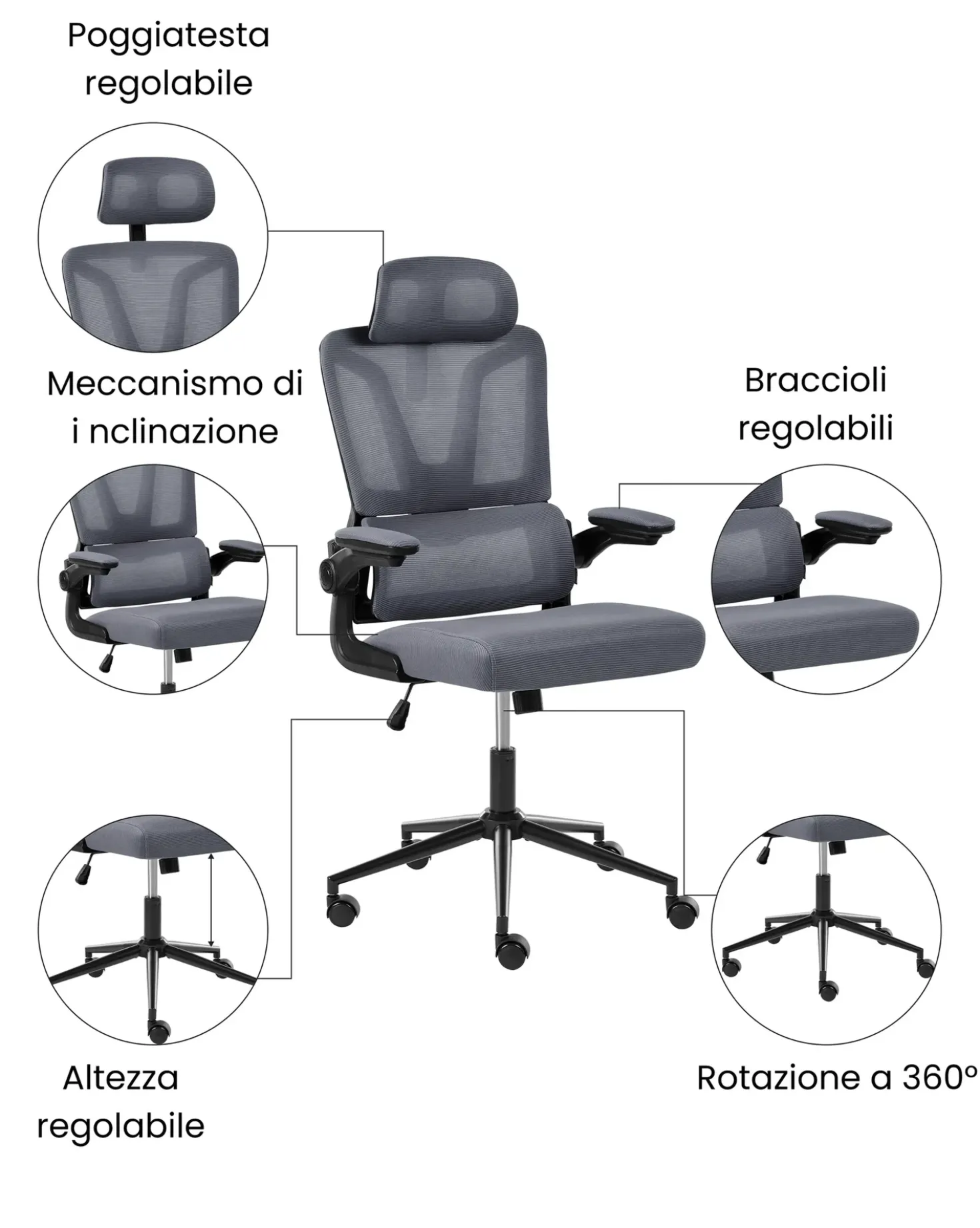 Sedia da ufficio KRYOS Grigio scuro