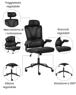 Sedia da ufficio KRYOS Nero