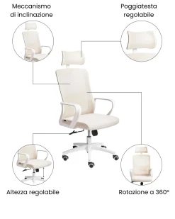 Sedia da ufficio MONARCH Beige