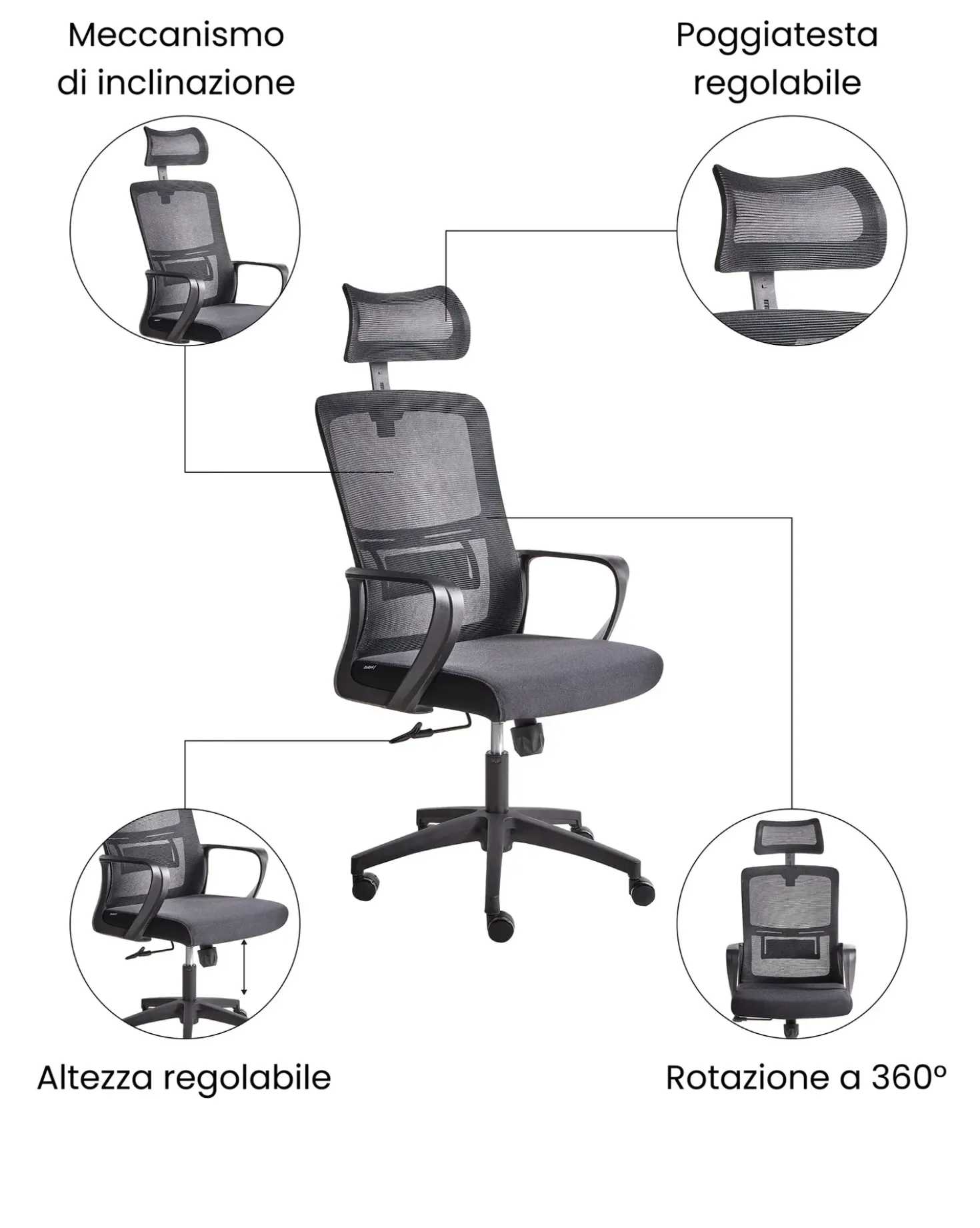 Sedia da ufficio MONARCH Nero