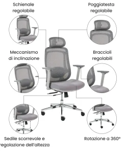 Sedia da ufficio OLYRA Grigio