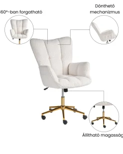 Sedia da ufficio OULU Bouclé Bianco