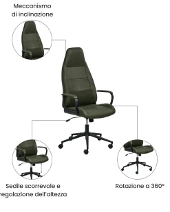 Sedia da ufficio REBEL Tessuto Verde scuro