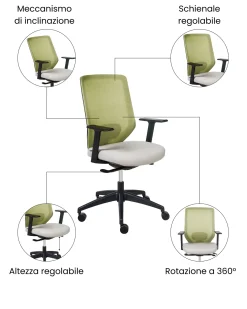 Sedia da ufficio VIRTUOSO Verde chiaro