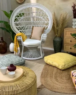 Sedia Peacock EMMANUELLE Rattan Bianco