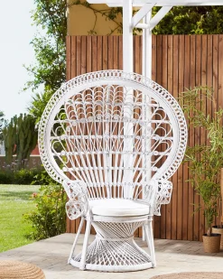 Sedia Peacock EMMANUELLE Rattan Bianco