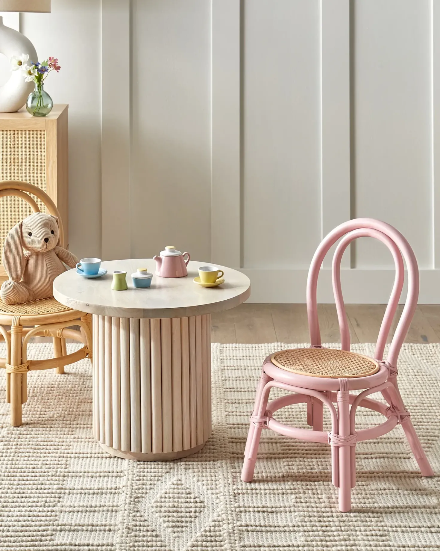 Sedia per Bambini KALIVIA Rattan Rosa