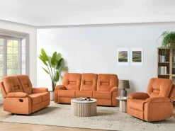 Sedia reclinabile BERGEN Poggiapiedi a scomparsa Tessuto Arancione