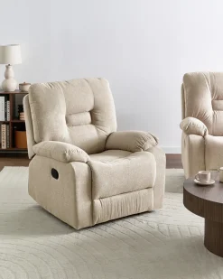 Sedia reclinabile BERGEN Poggiapiedi a scomparsa Tessuto Beige