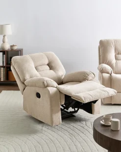 Sedia reclinabile BERGEN Poggiapiedi a scomparsa Tessuto Beige