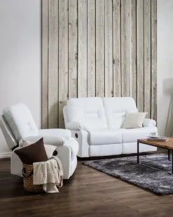 Sedia reclinabile BERGEN Poggiapiedi a scomparsa Pelle sintetica Bianco