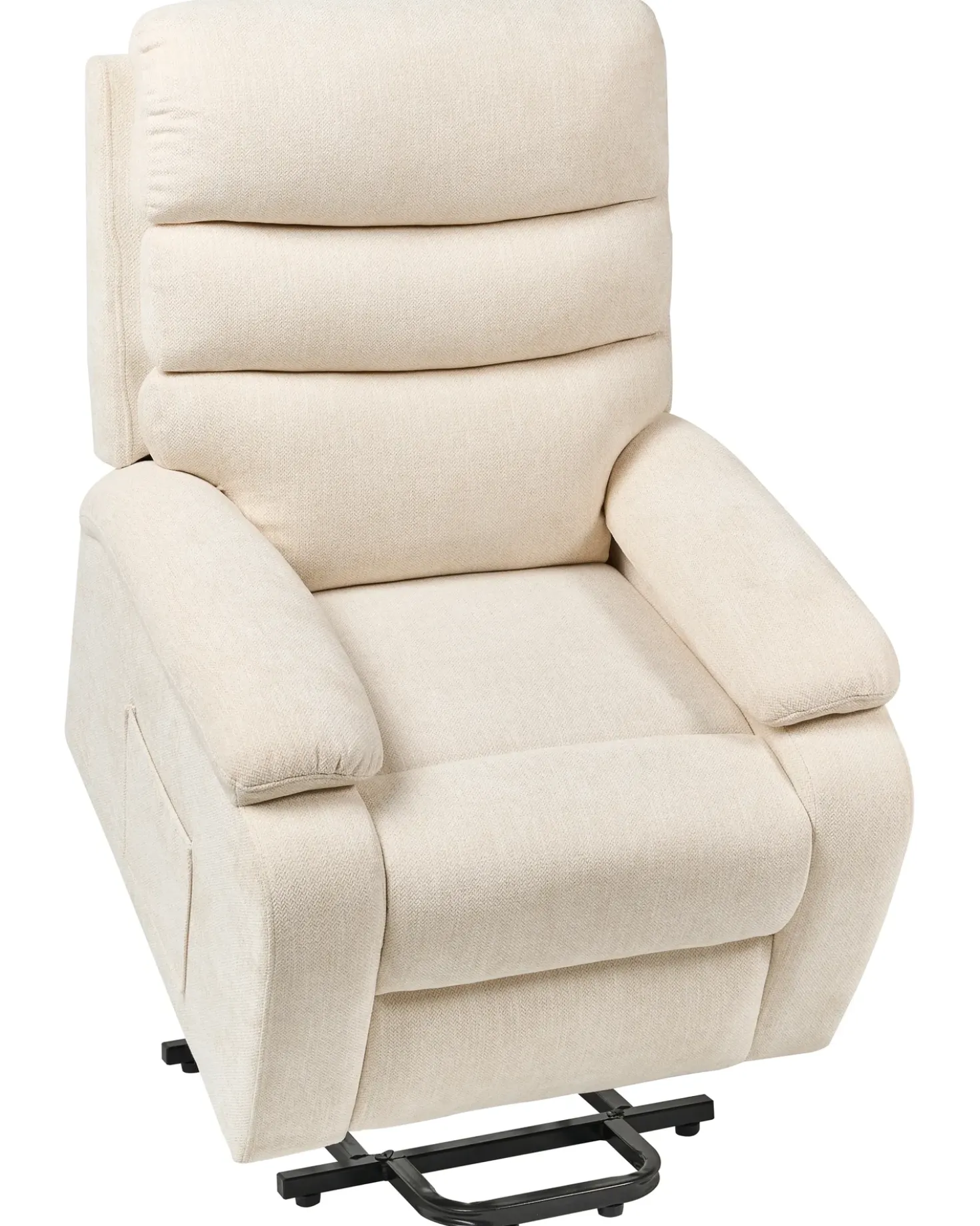 Sedia reclinabile elettrica RISE Poggiapiedi a scomparsa Tessuto Beige chiaro