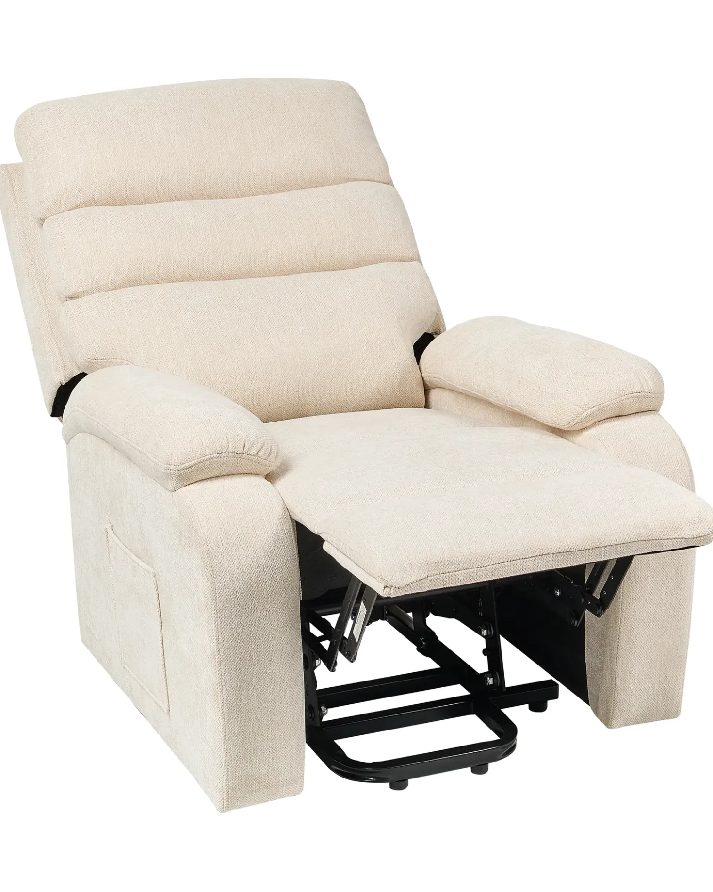 Sedia reclinabile elettrica RISE Poggiapiedi a scomparsa Tessuto Beige chiaro