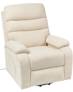 Sedia reclinabile elettrica RISE Poggiapiedi a scomparsa Tessuto Beige chiaro