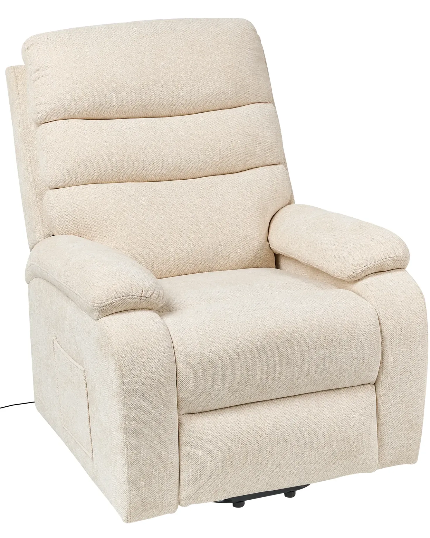 Sedia reclinabile elettrica RISE Poggiapiedi a scomparsa Tessuto Beige chiaro