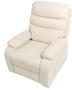Sedia reclinabile elettrica RISE Poggiapiedi a scomparsa Tessuto Beige chiaro