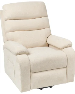 Sedia reclinabile elettrica RISE Poggiapiedi a scomparsa Tessuto Beige chiaro