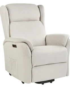 Sedia reclinabile elettrica ELEGY Poggiapiedi a scomparsa Velluto Beige chiaro