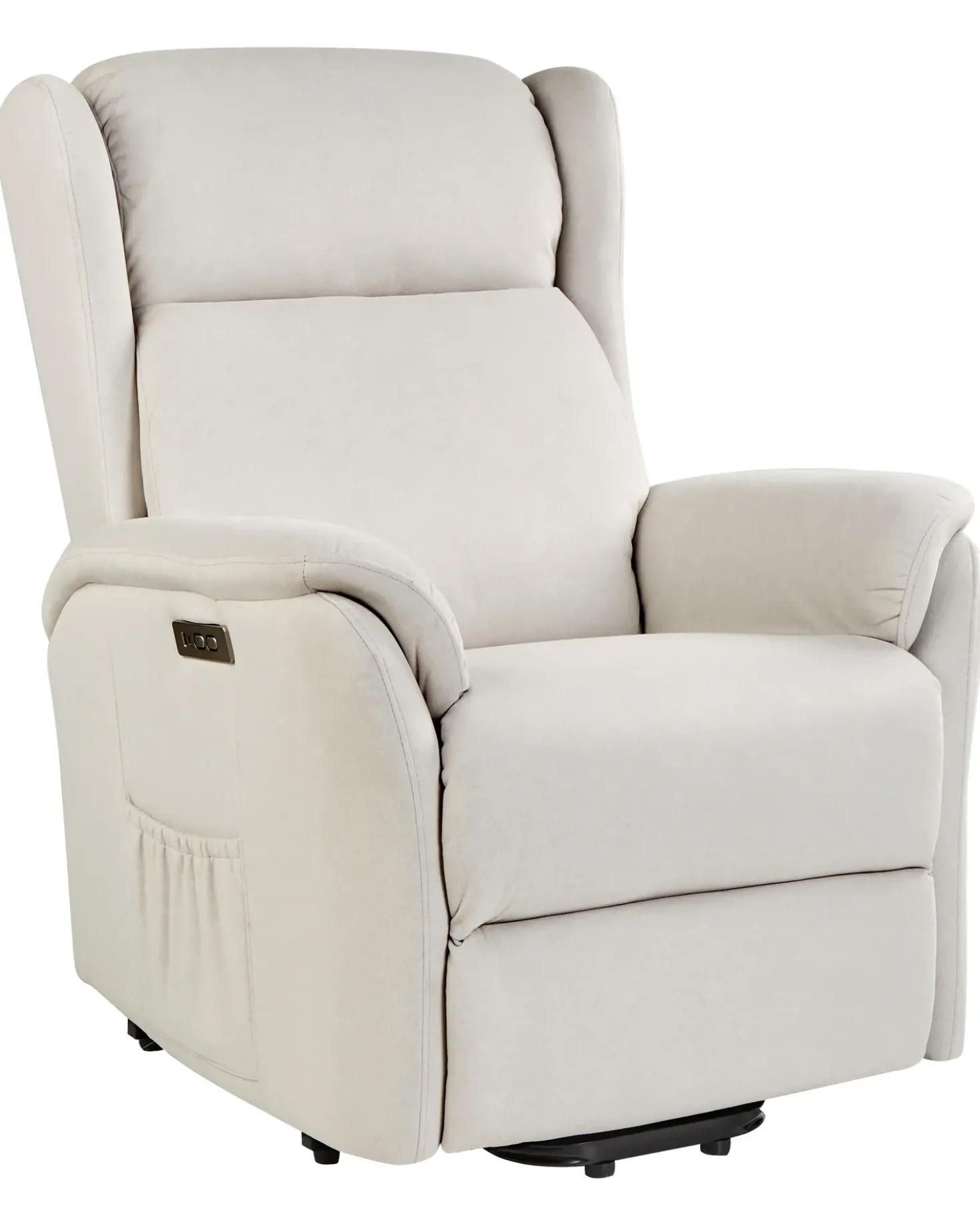 Sedia reclinabile elettrica ELEGY Poggiapiedi a scomparsa Velluto Beige chiaro