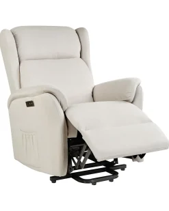 Sedia reclinabile elettrica ELEGY Poggiapiedi a scomparsa Velluto Beige chiaro