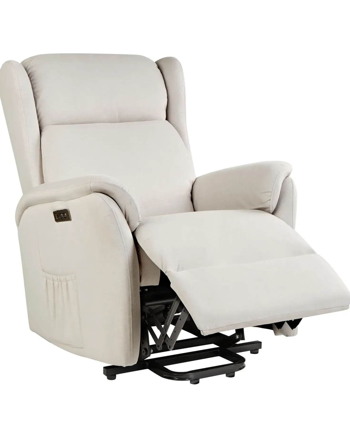 Sedia reclinabile elettrica ELEGY Poggiapiedi a scomparsa Velluto Beige chiaro