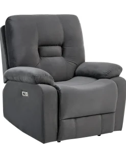 Sedia reclinabile elettrica BERGEN Velluto Grigio scuro