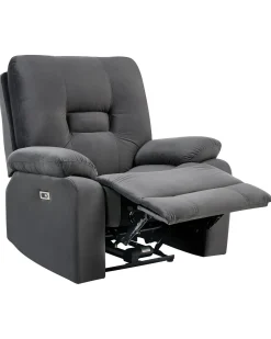Sedia reclinabile elettrica BERGEN Velluto Grigio scuro