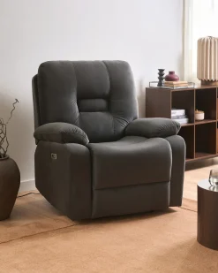 Sedia reclinabile elettrica BERGEN Velluto Grigio scuro