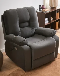 Sedia reclinabile elettrica BERGEN Velluto Grigio scuro